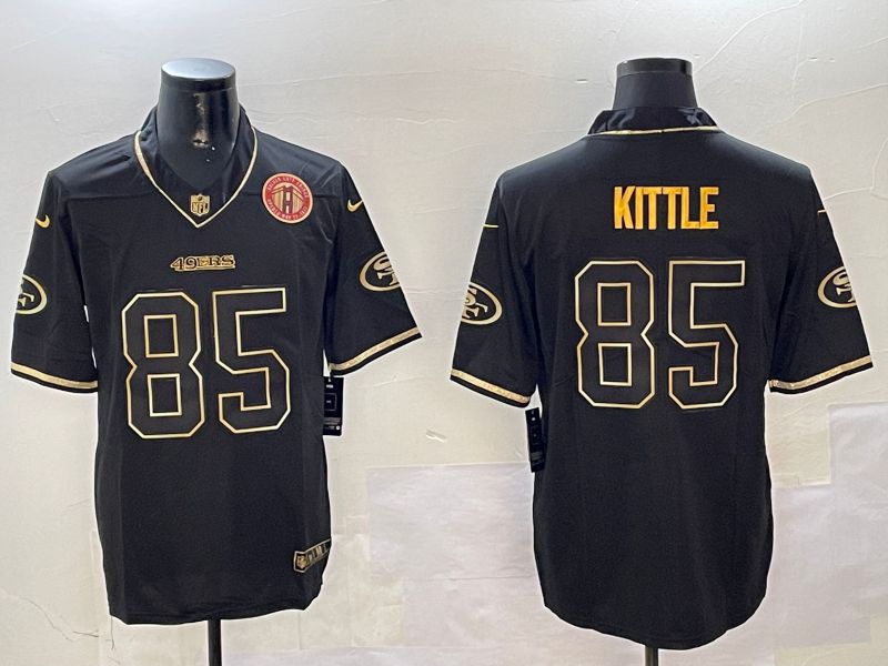 Men San Francisco 49ers #85 Kittle Black Gold Throwback 2024 Nike Limited NFL Jersey style 5->san francisco 49ers->NFL Jersey